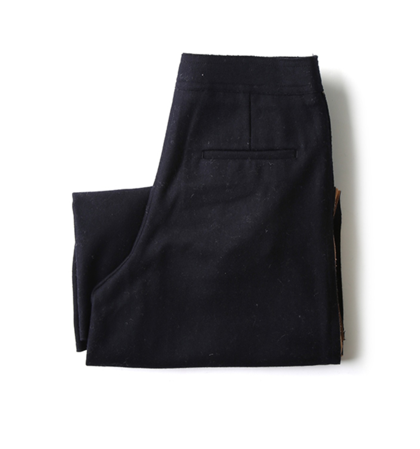side slit detail wool pants NAVY+BURLYWOOD (NPA02004A)
