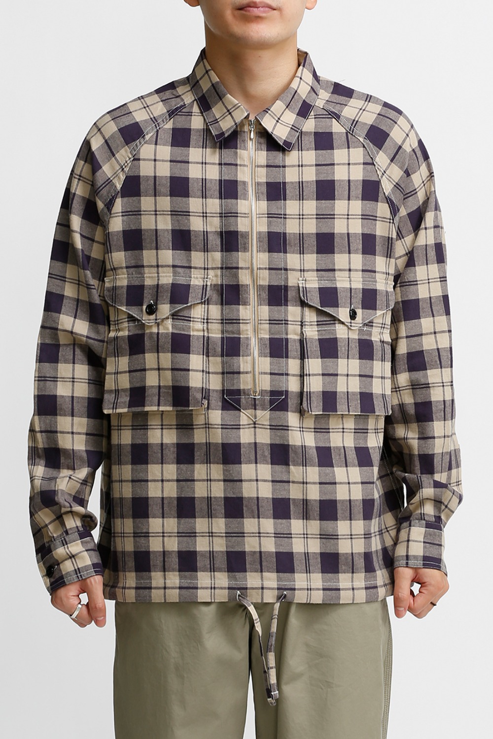 SCOUT PULLOVER SHIRT / PURPLE &amp;amp; IVORY CHECK