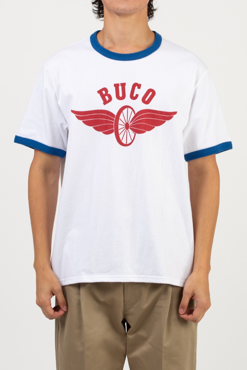 BUCO TEE / FLYING WHEEL WHITE/BLUE