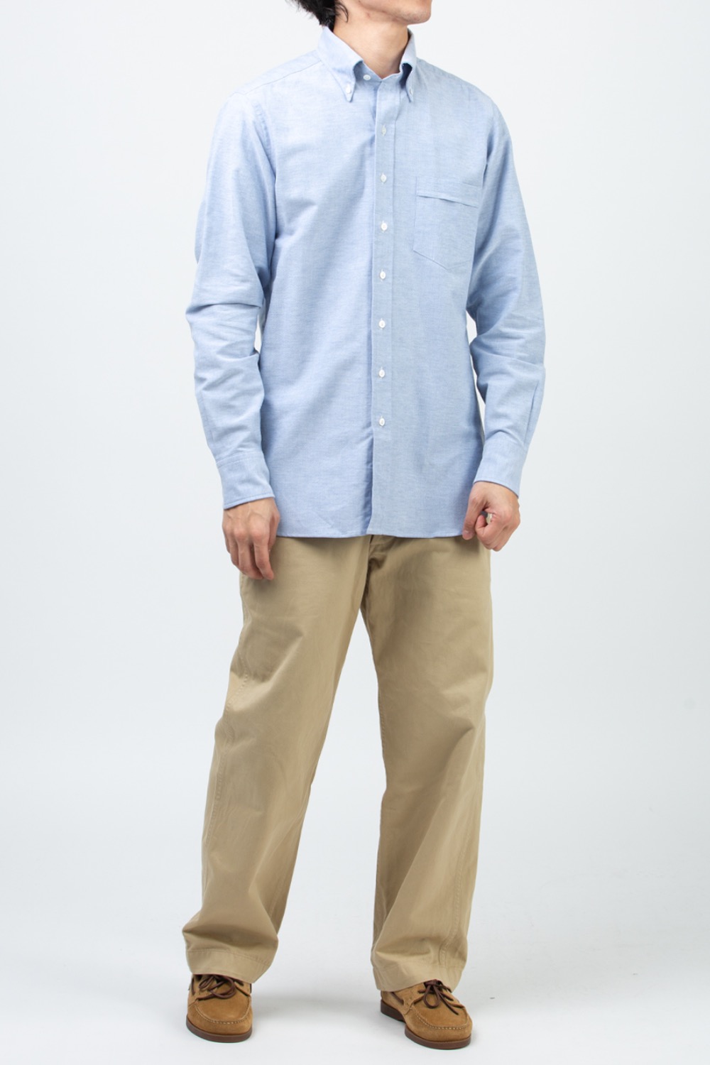 (CARRY OVER) MID-BLUE COTTON OXFORD CLOTH BUTTON-DOWN SHIRT
